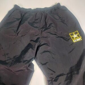 US‎ Army Pants Adult Medium Black Nylon Elastic Waist Physical Fitness Zip Legs